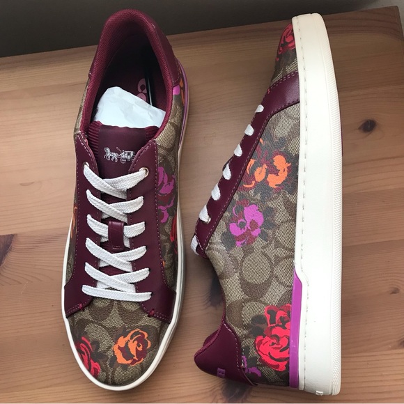 🌺 Coach Clip Low Top Sneaker In Signature Canvas With Floral Print - Picture 8 of 11